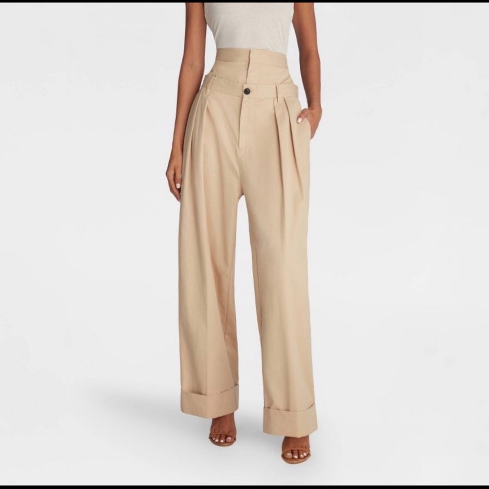 Chic Beige High-Waisted Women's Trousers